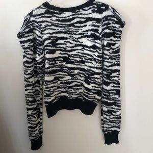 Zebra Stripe Puff Shoulder Sweater